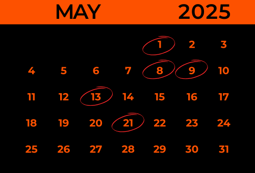 Find us in May